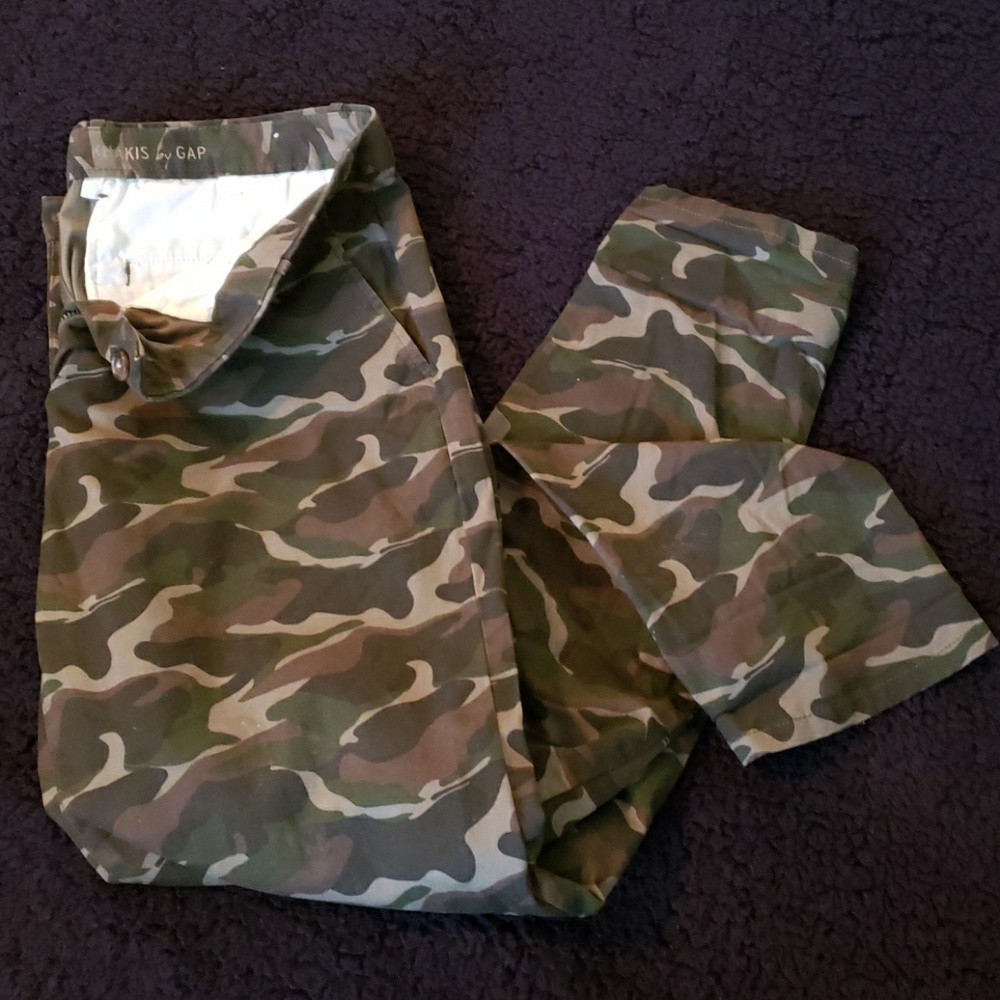 Camouflage broken in straight by Gap